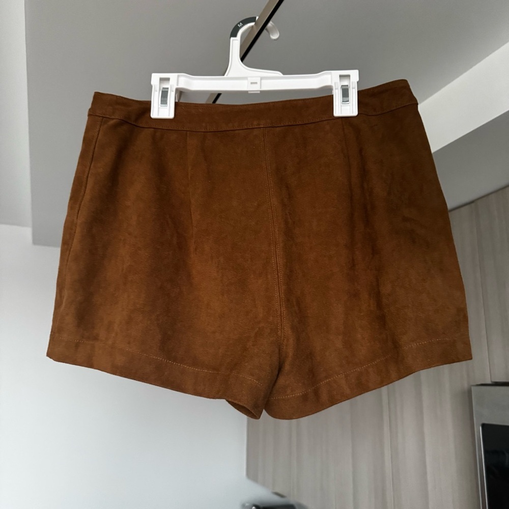 Abercrombie & Fitch Brown Vegan Suede Micro Shorts Size 8 Boho Retro - Picture 2 of 8